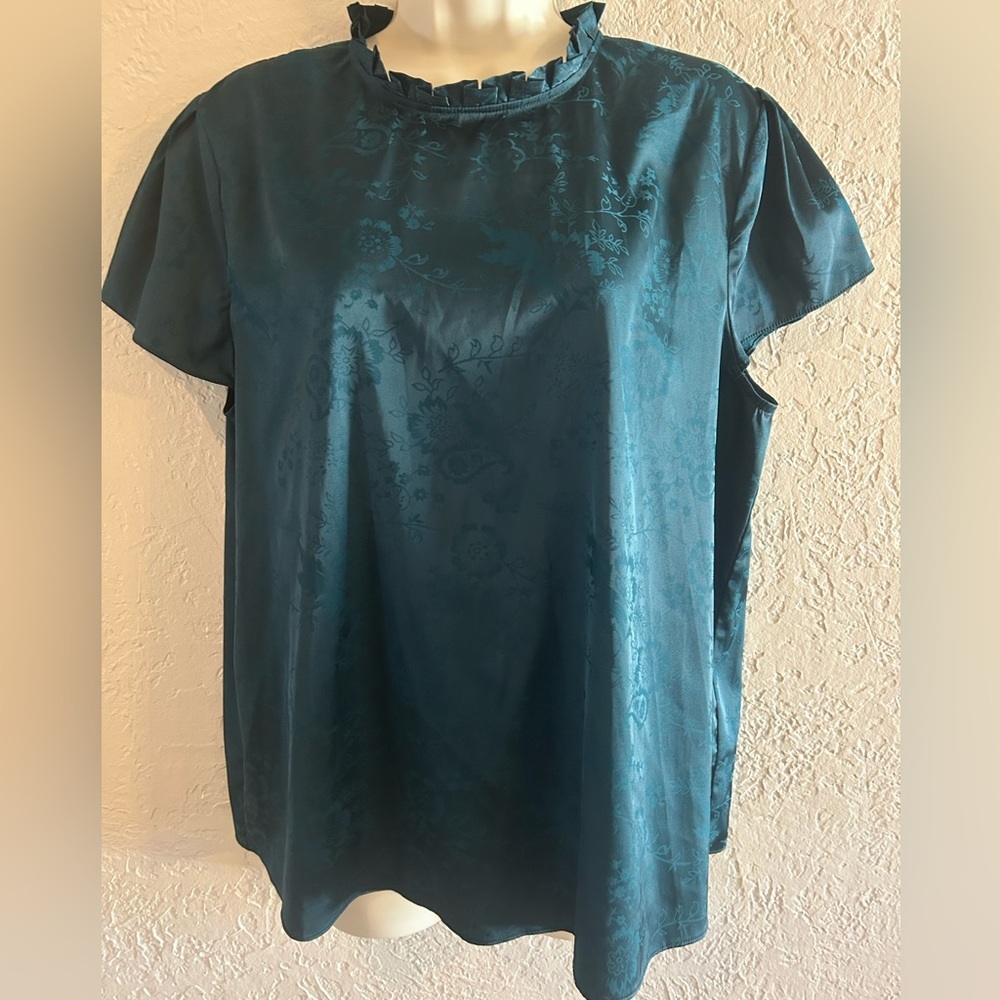 Laundry Emerald Green Short Sleeve Women’s Shirt Size L